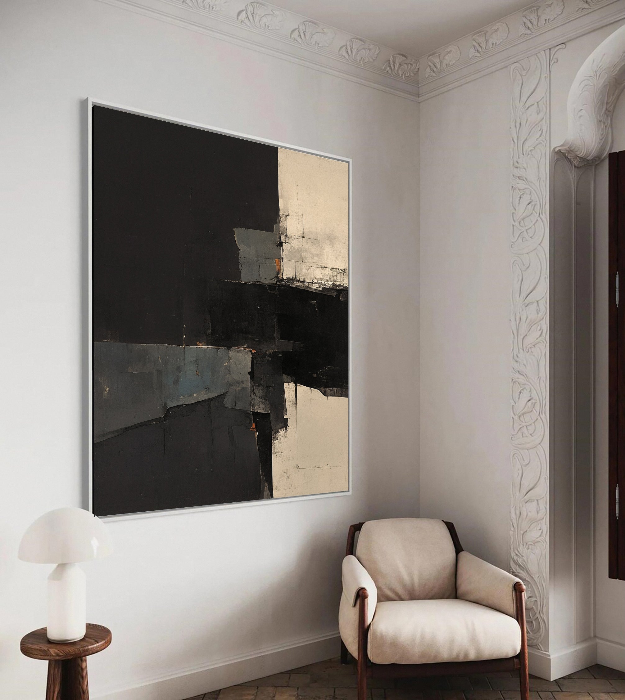 Large Black & Beige Wabi Sabi Wall Art #AP 033