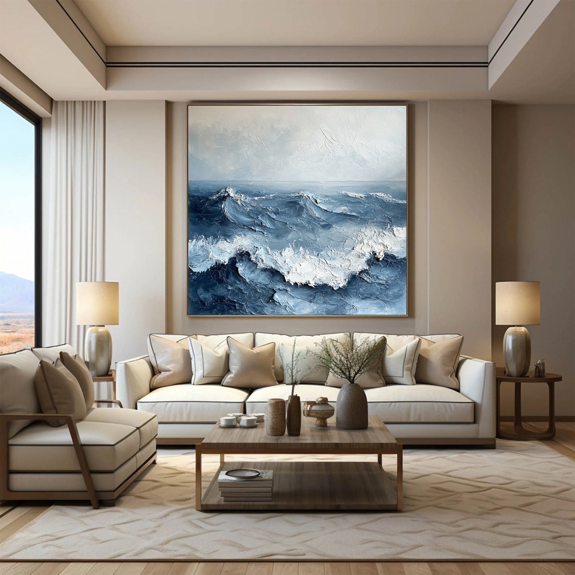 Marine Majesty Large Wall Canvas Captivating Sea Waves #OS 034