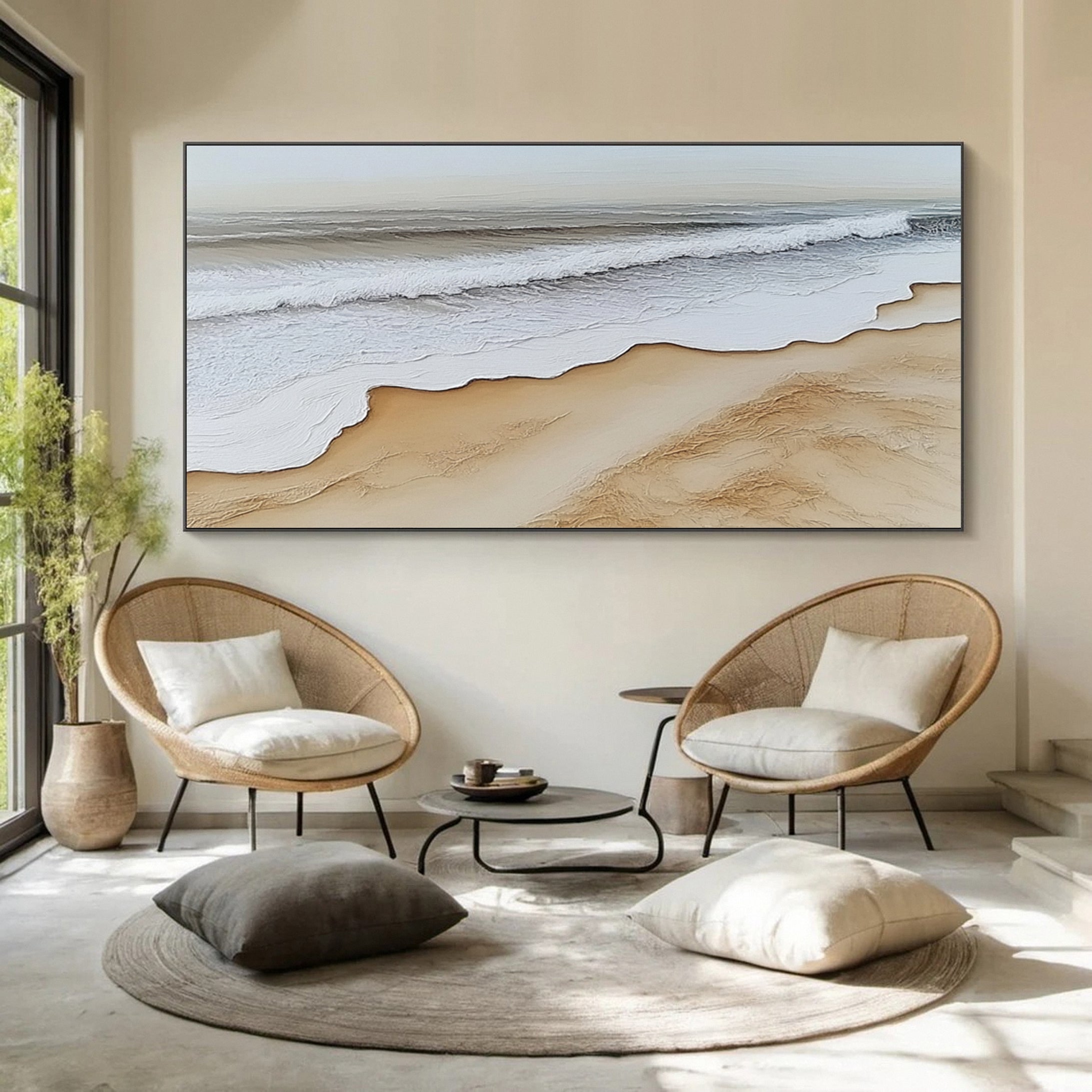 Large Ocean Wave Textured Wall Art For Living Room Decor #OS 051