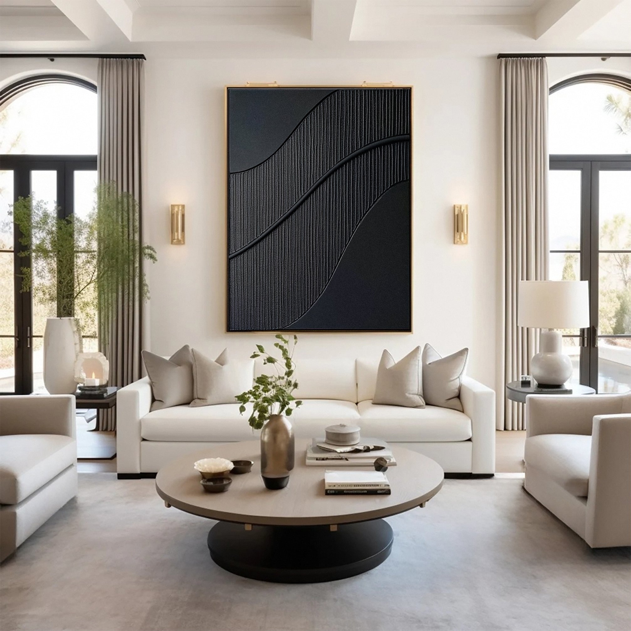 Sleek Elegance Contemporary Large Black Textured Wall Art #MMA 116