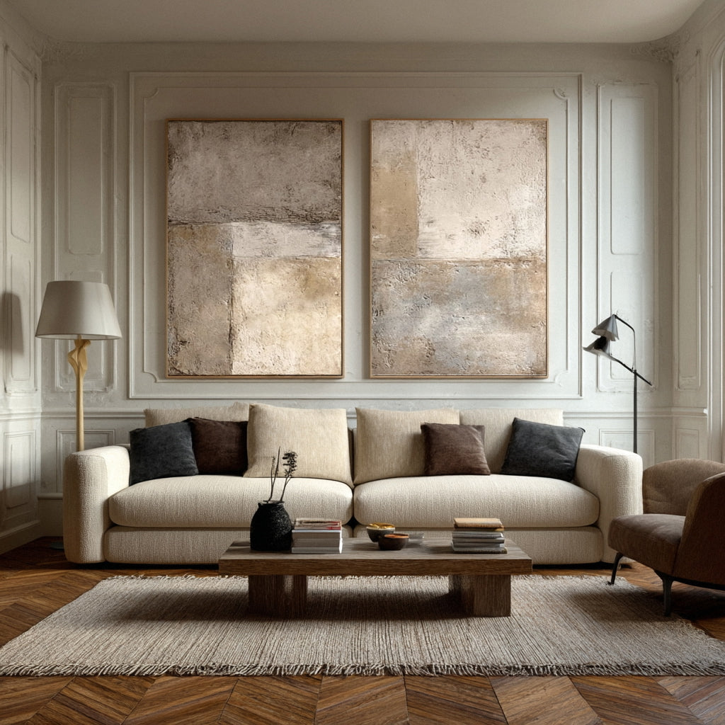 Oversized White Relief Wall Art Panels Set Of 2 #AG 017