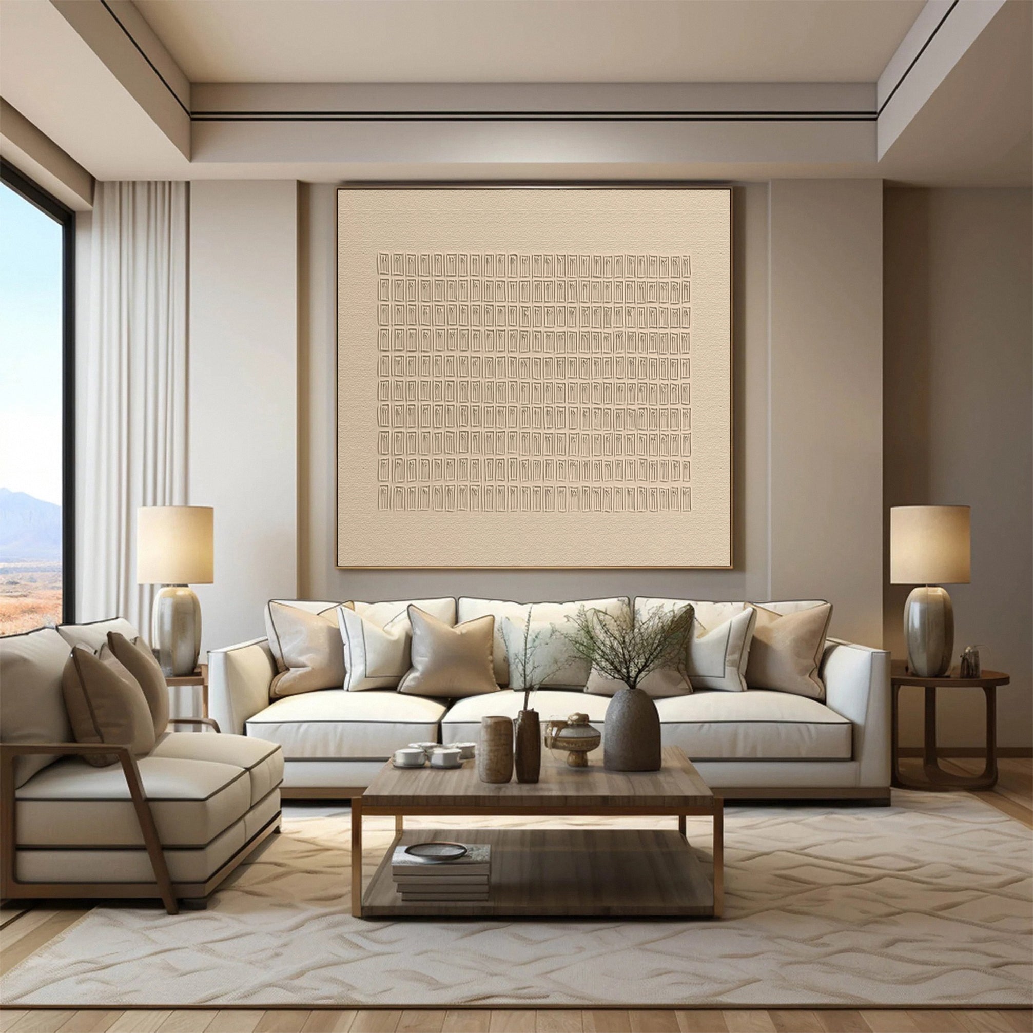 Zen Grid Minimalist Textured Wabi Sabi Wall Art #MMA 142
