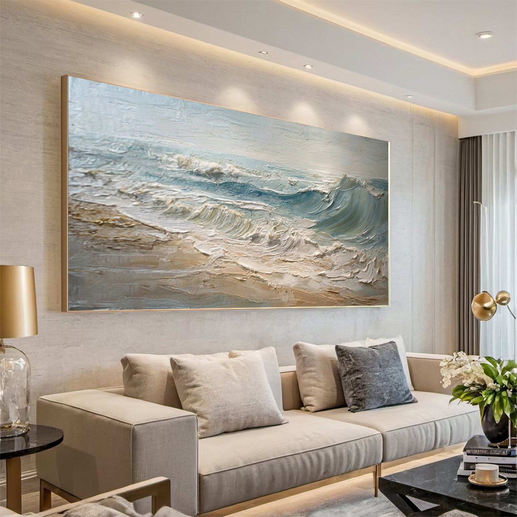 Textured Seascape Canvas Art Modern Coastal Decor #AG 041