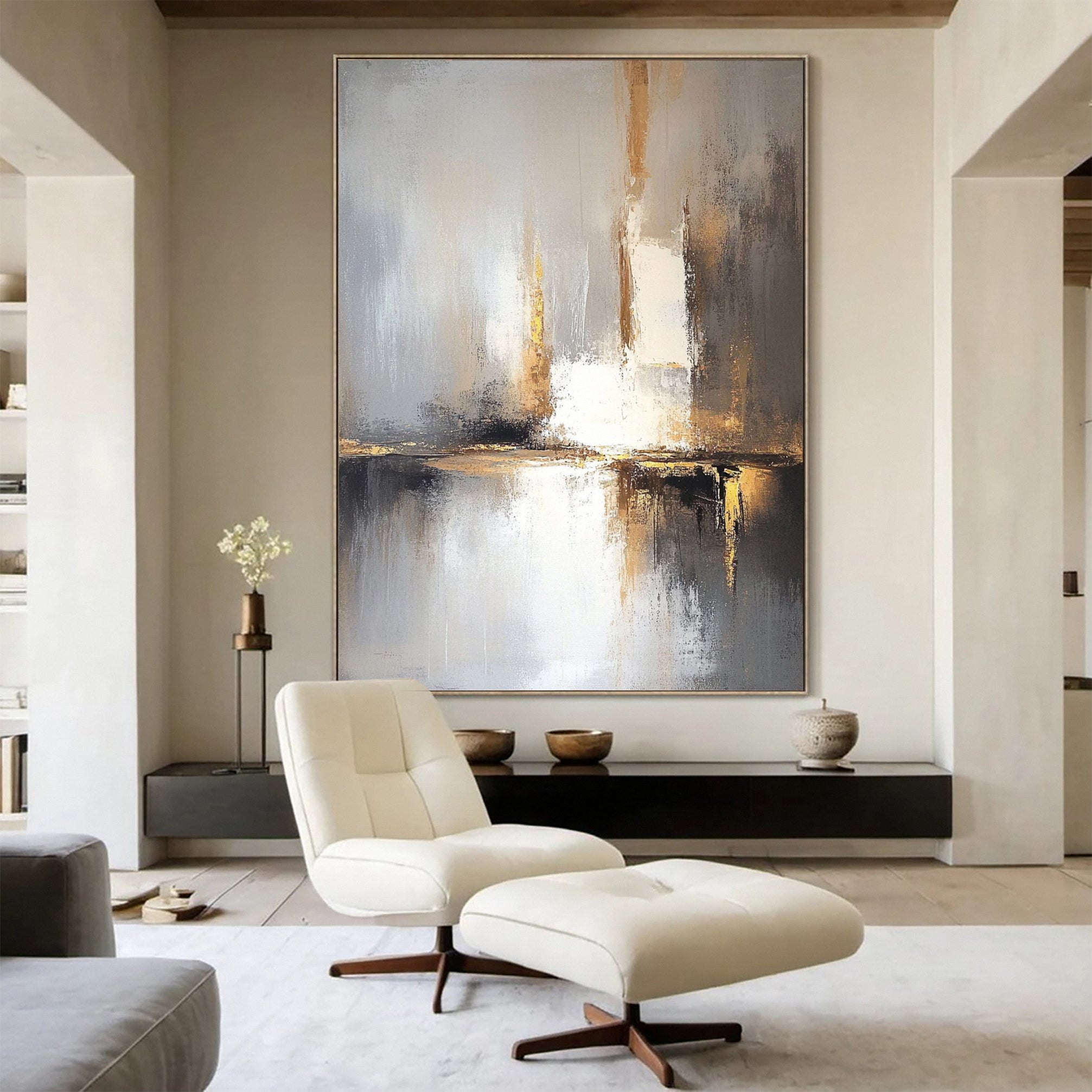 Golden Reflections Luxurious Large Abstract Art #AP 054