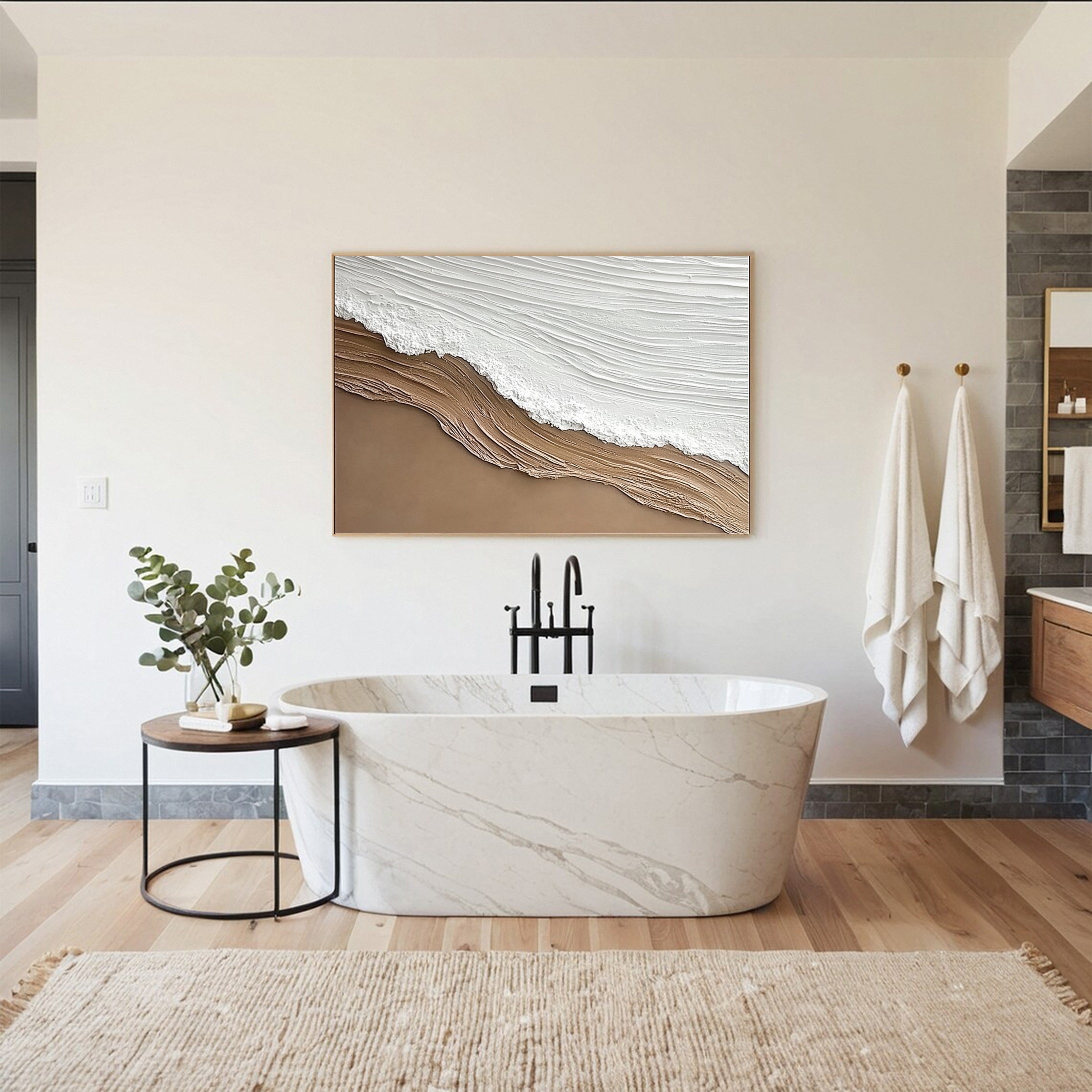 Serenity Shore Large 3D Textured Beach Wave Wall Art #OS 035