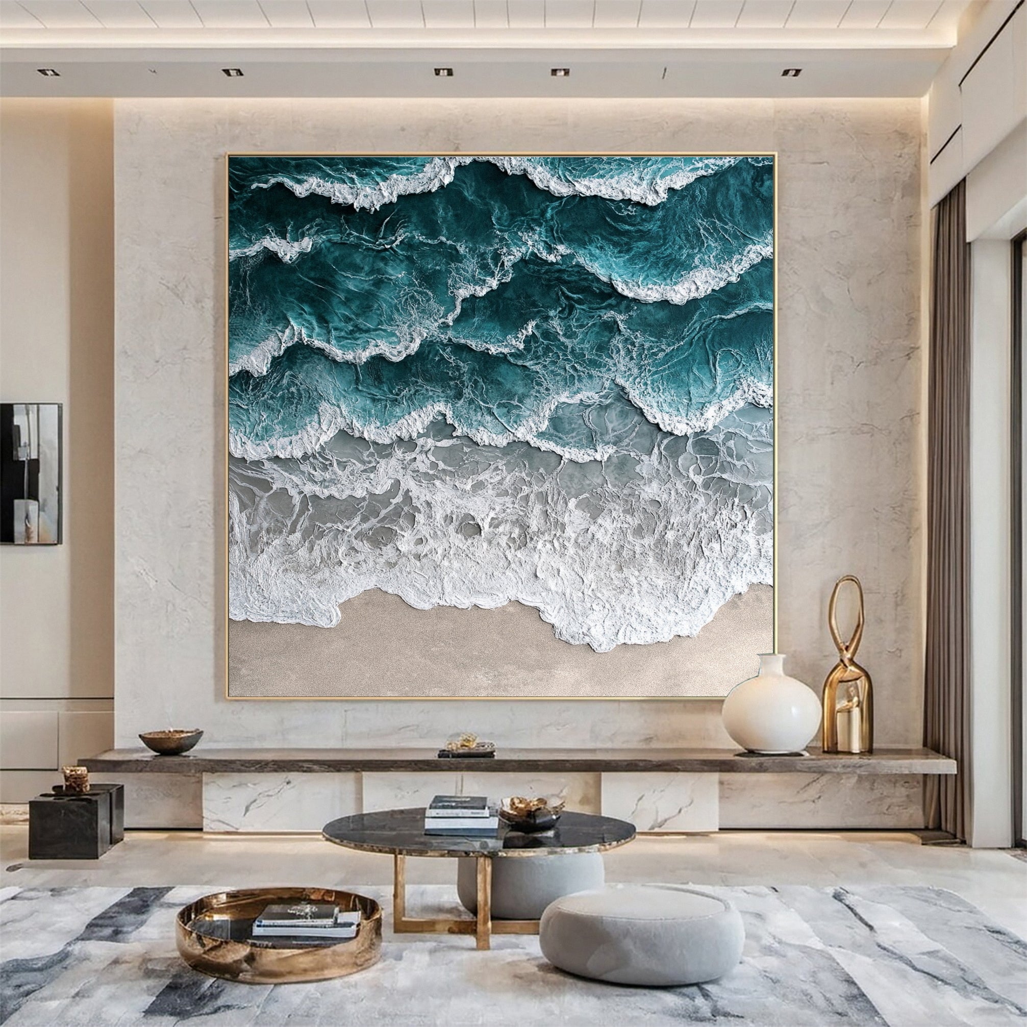 Marine Majesty Large Wall Canvas Captivating Sea Waves #OS 010