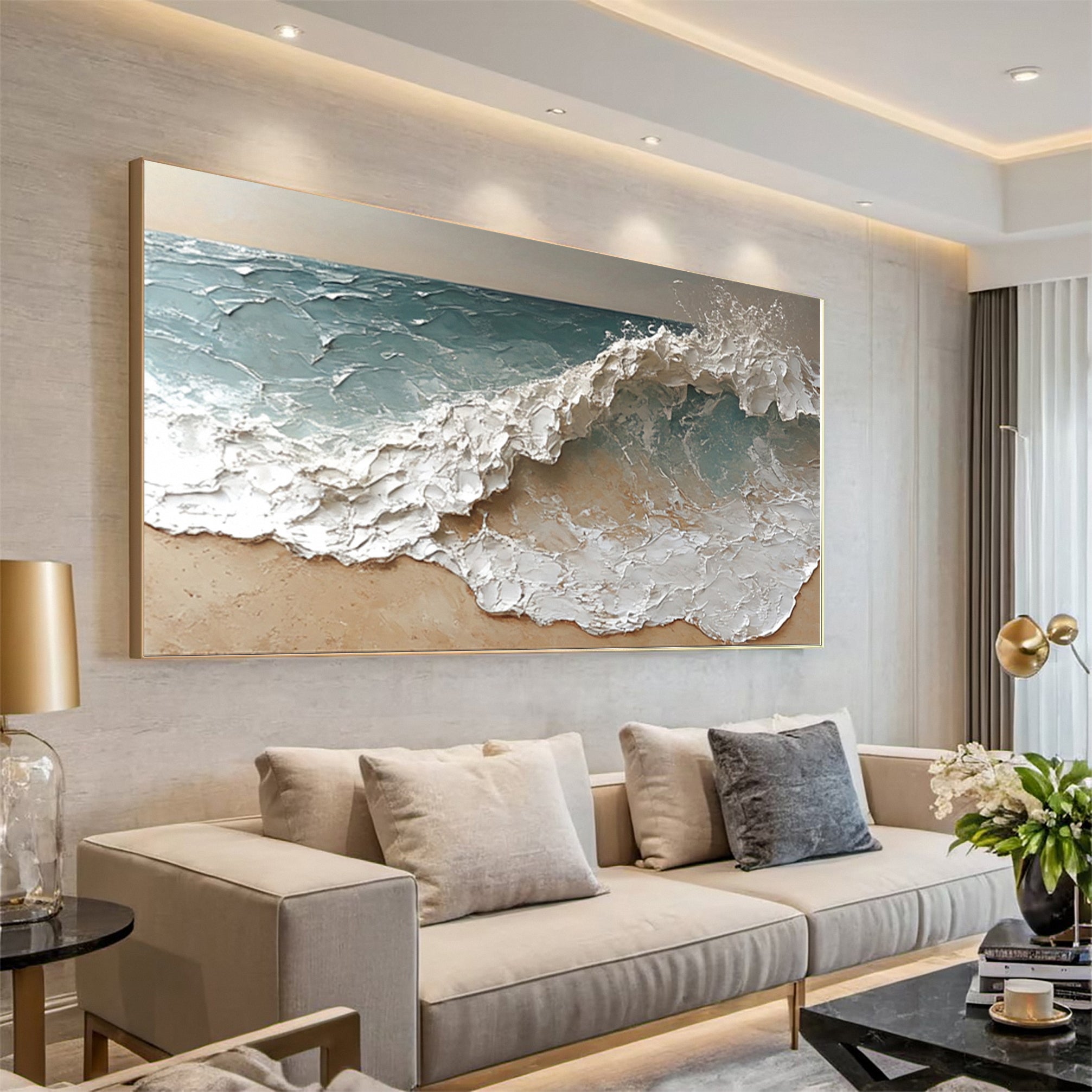 Abstract Coastal Decor Wave Motion Art Piece #AG 040