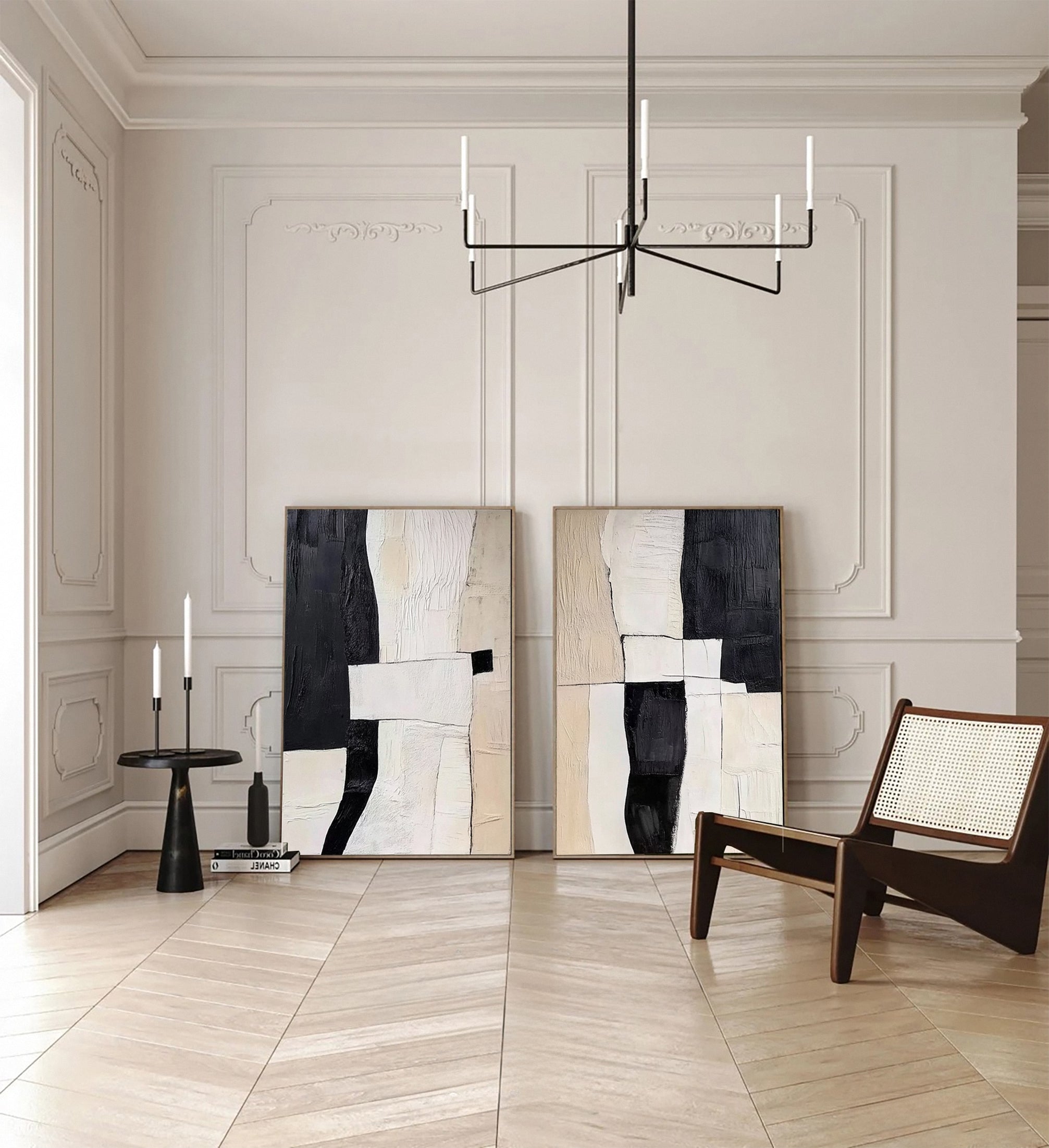 Modern Contrast Bold Abstract Canvas Art Set Of 2 #MMAS 056