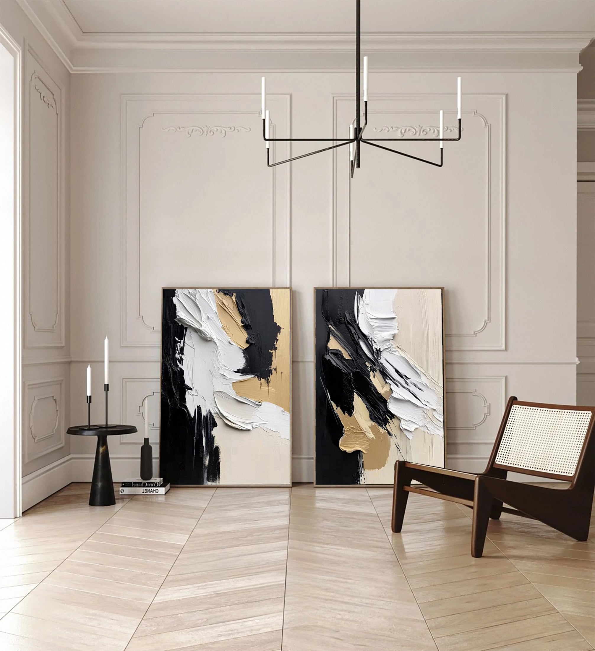 Modern Contrast Bold Abstract Canvas Art Set Of 2 #MMAS 055