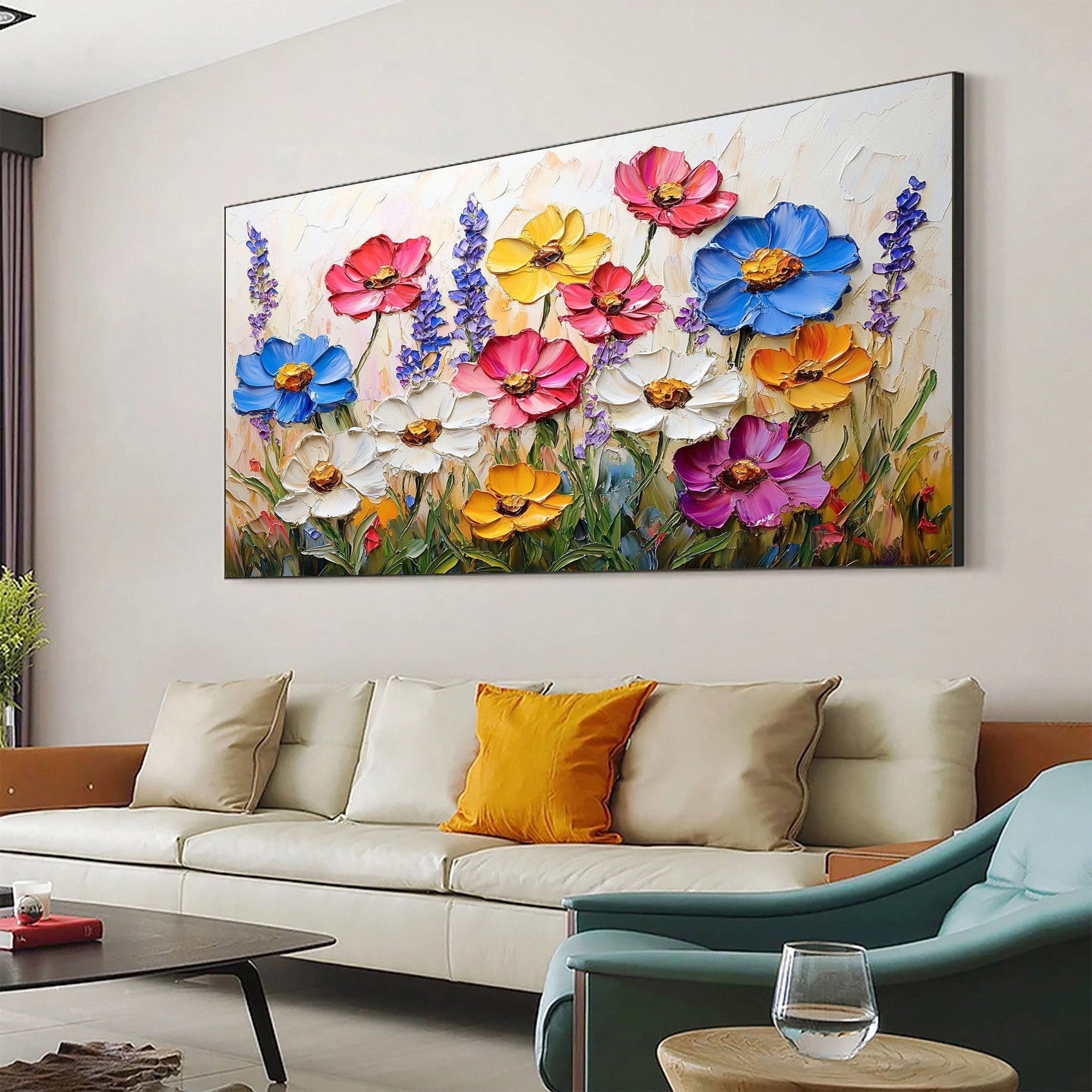 Bloom Horizon Textured Floral Oil Painting Colorful Wall Art #FT 025
