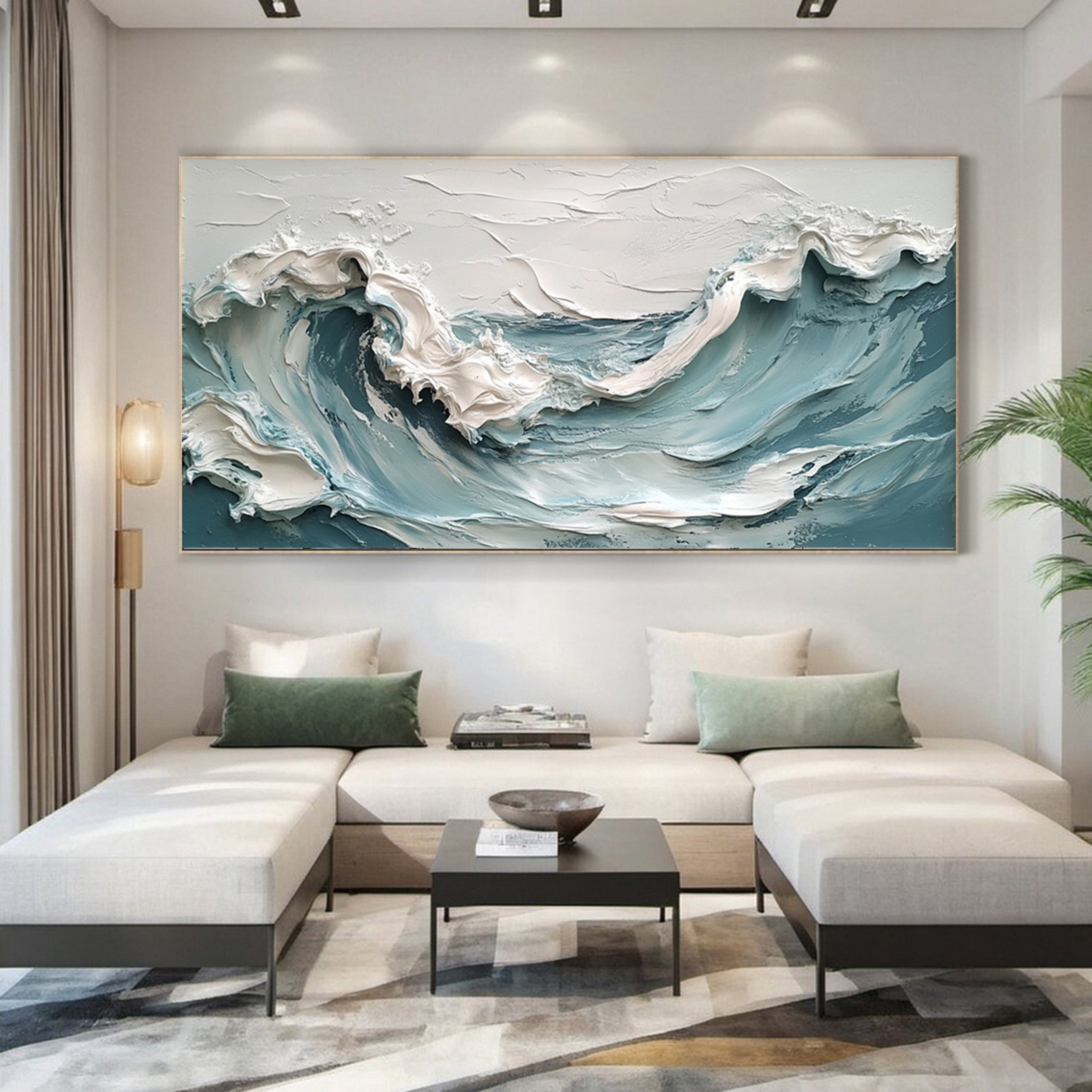 Abstract Seascape Canvas Textured Waves for Elegant Interiors #OS 017