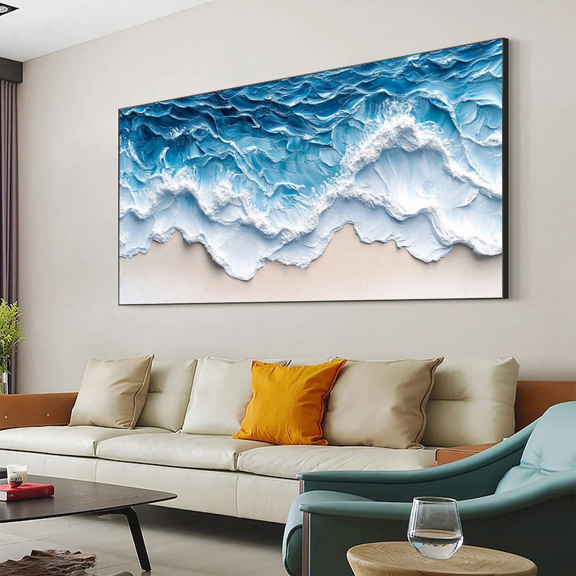 Coastal Serenity Wall Art Dynamic Ocean Waves Canvas #OS 008