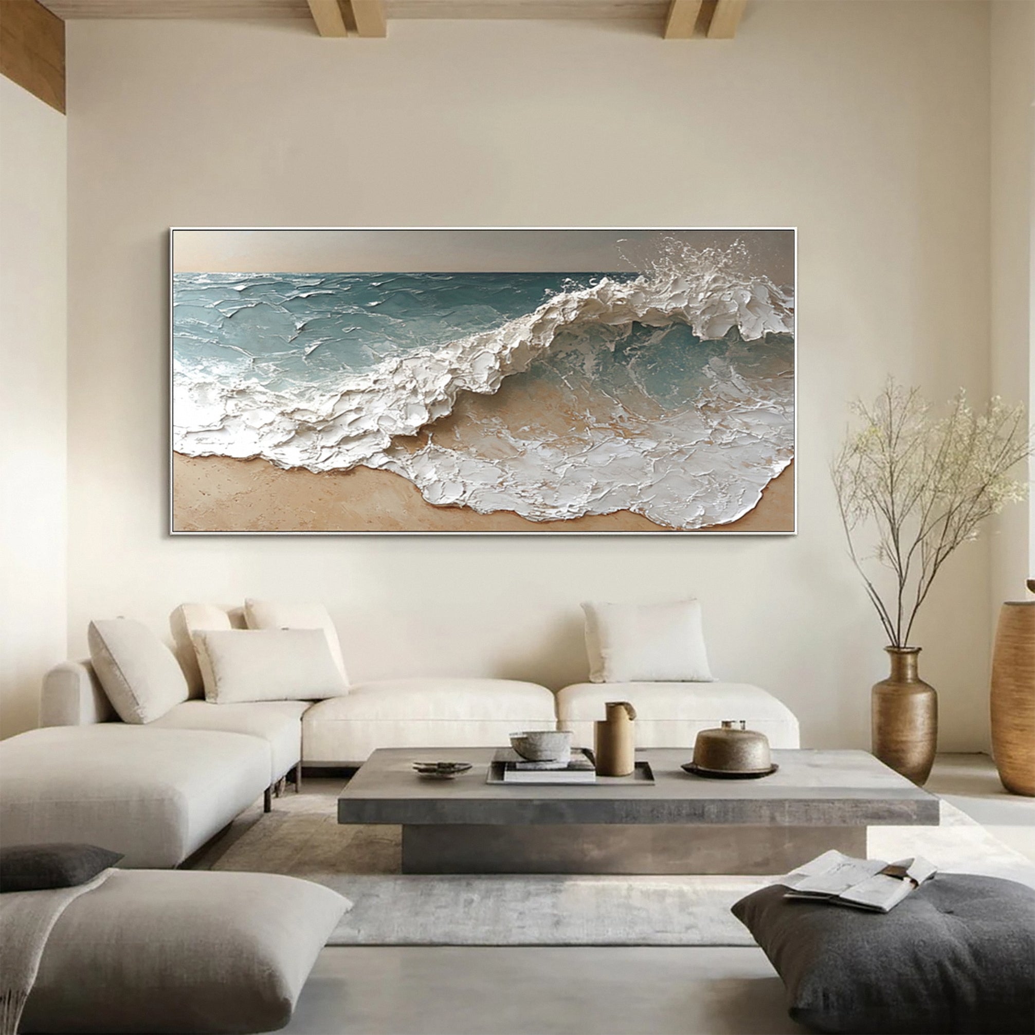 Abstract Coastal Decor Wave Motion Art Piece #AG 040