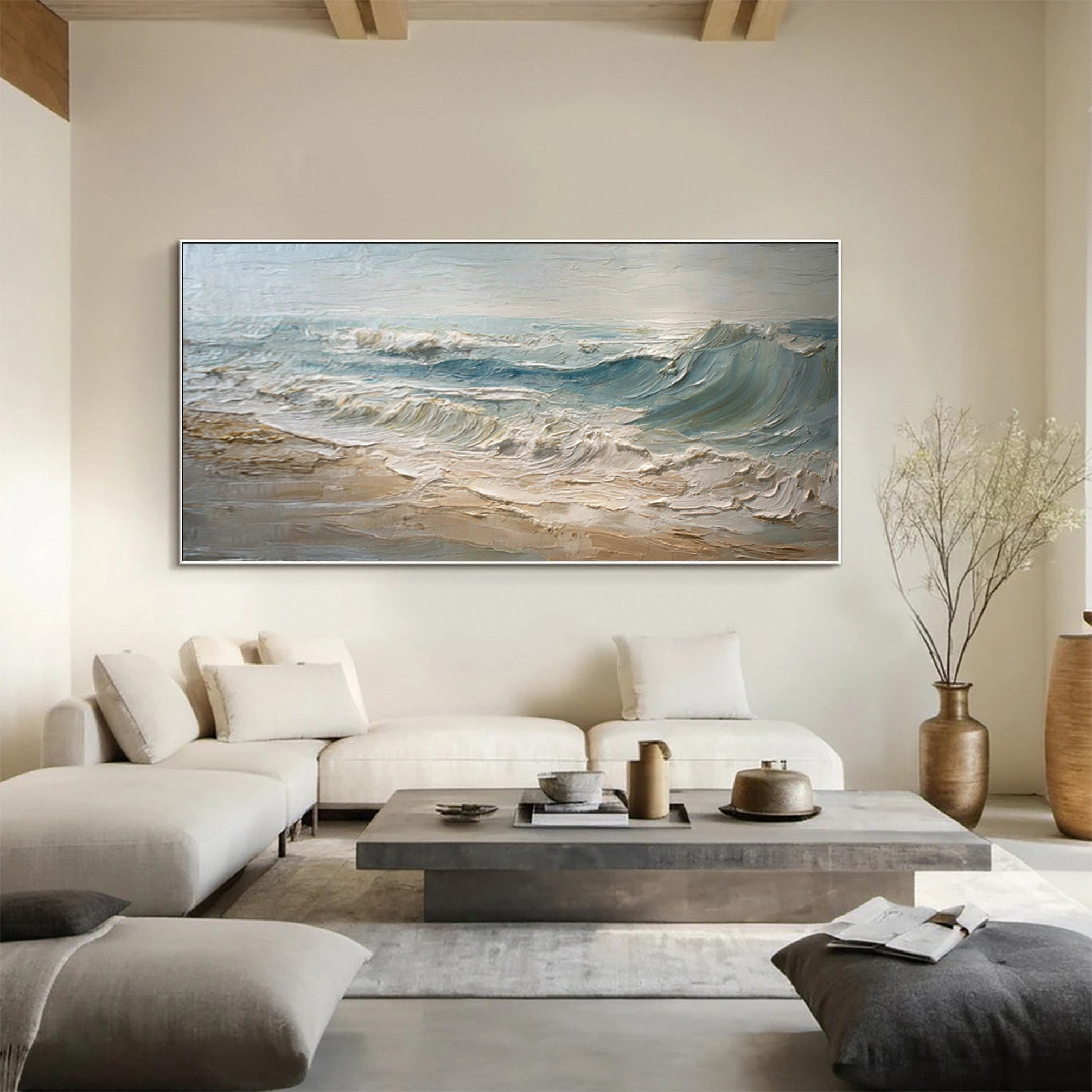 Textured Seascape Canvas Art Modern Coastal Decor #AG 041