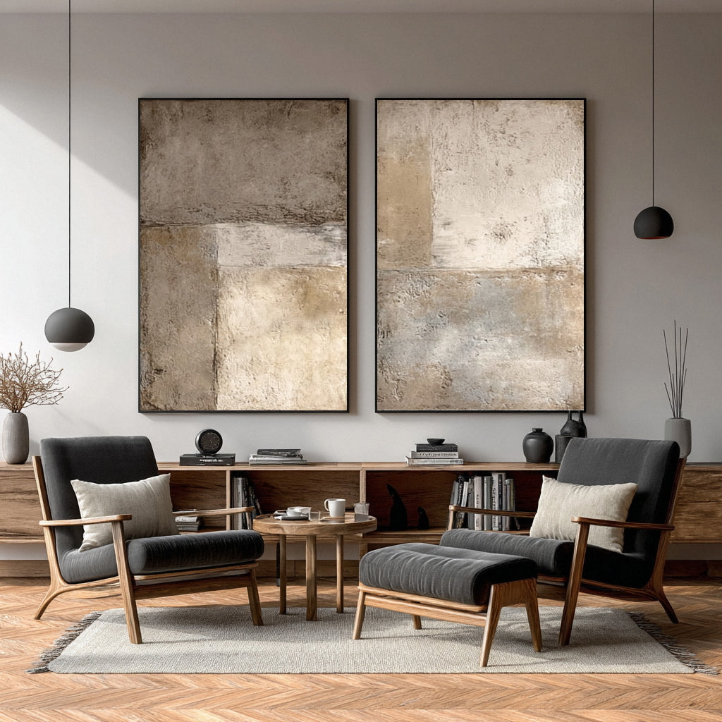 Oversized White Relief Wall Art Panels Set Of 2 #AG 017