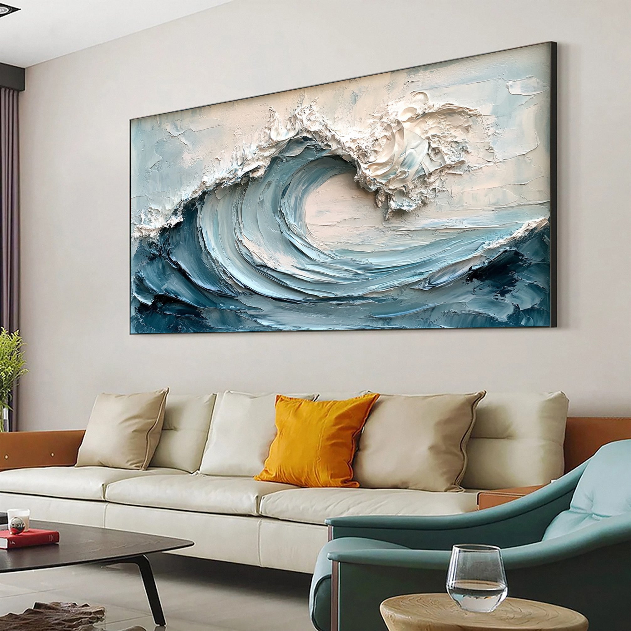 Abstract Seascape Canvas Textured Waves for Elegant Interiors #OS 020