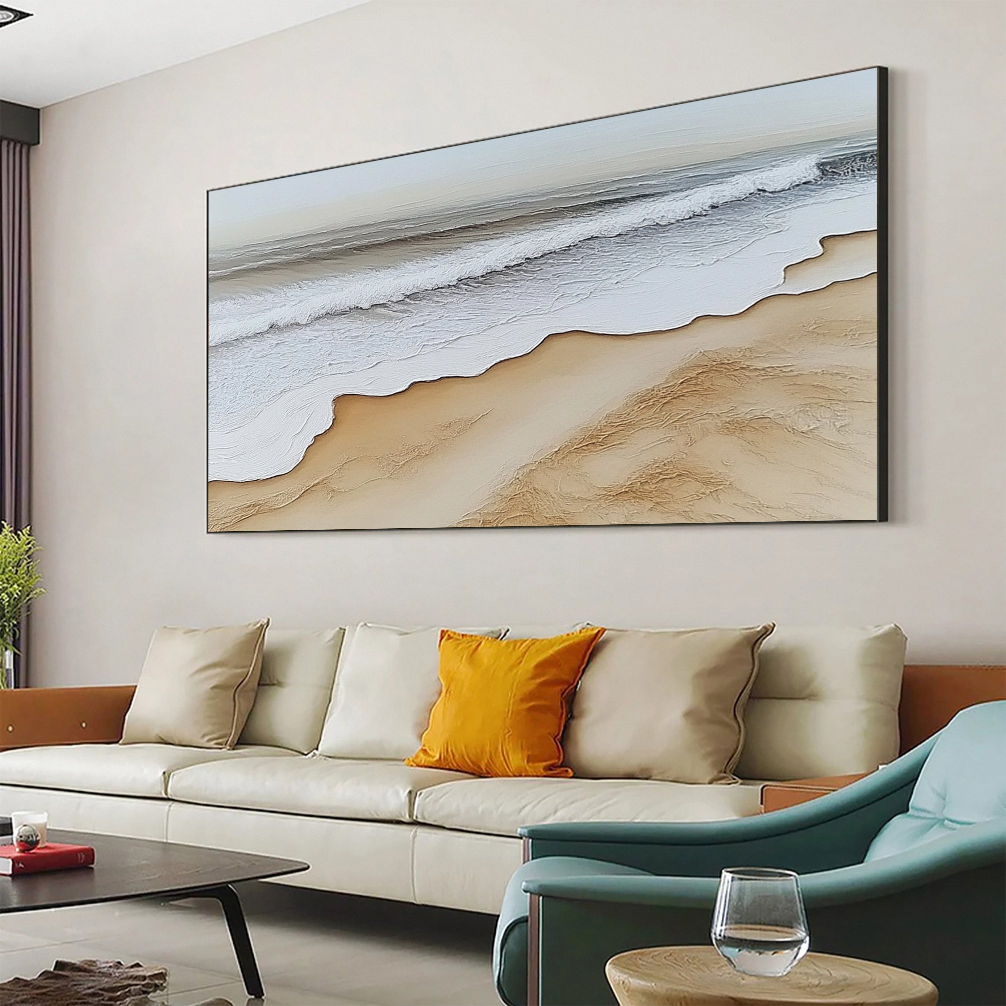 Large Ocean Wave Textured Wall Art For Living Room Decor #OS 051