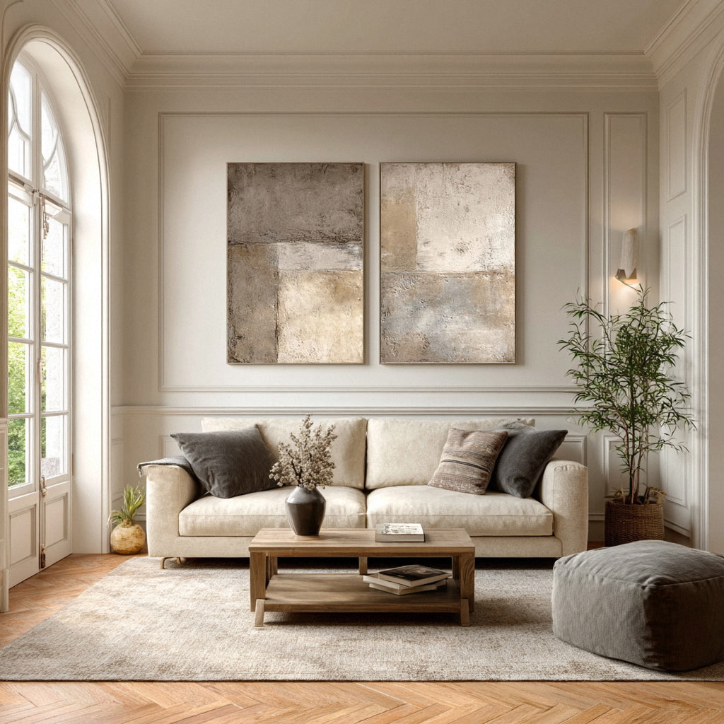 Oversized White Relief Wall Art Panels Set Of 2 #AG 017