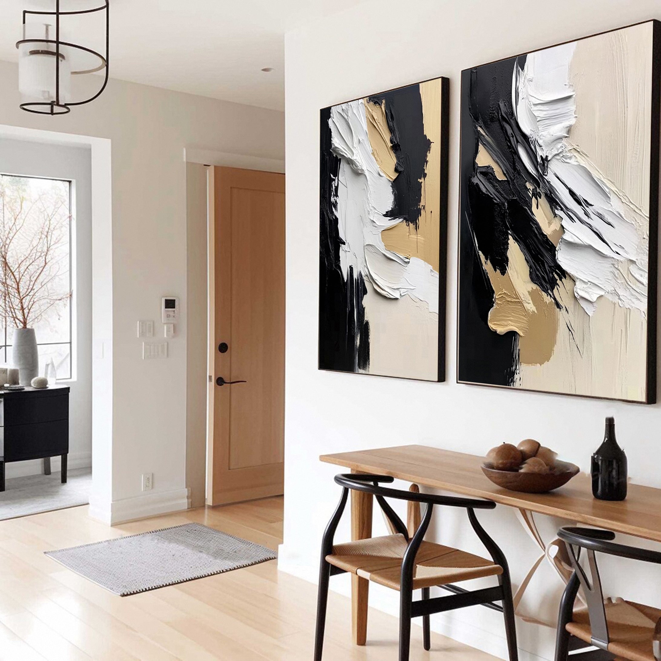 Modern Contrast Bold Abstract Canvas Art Set Of 2 #MMAS 055