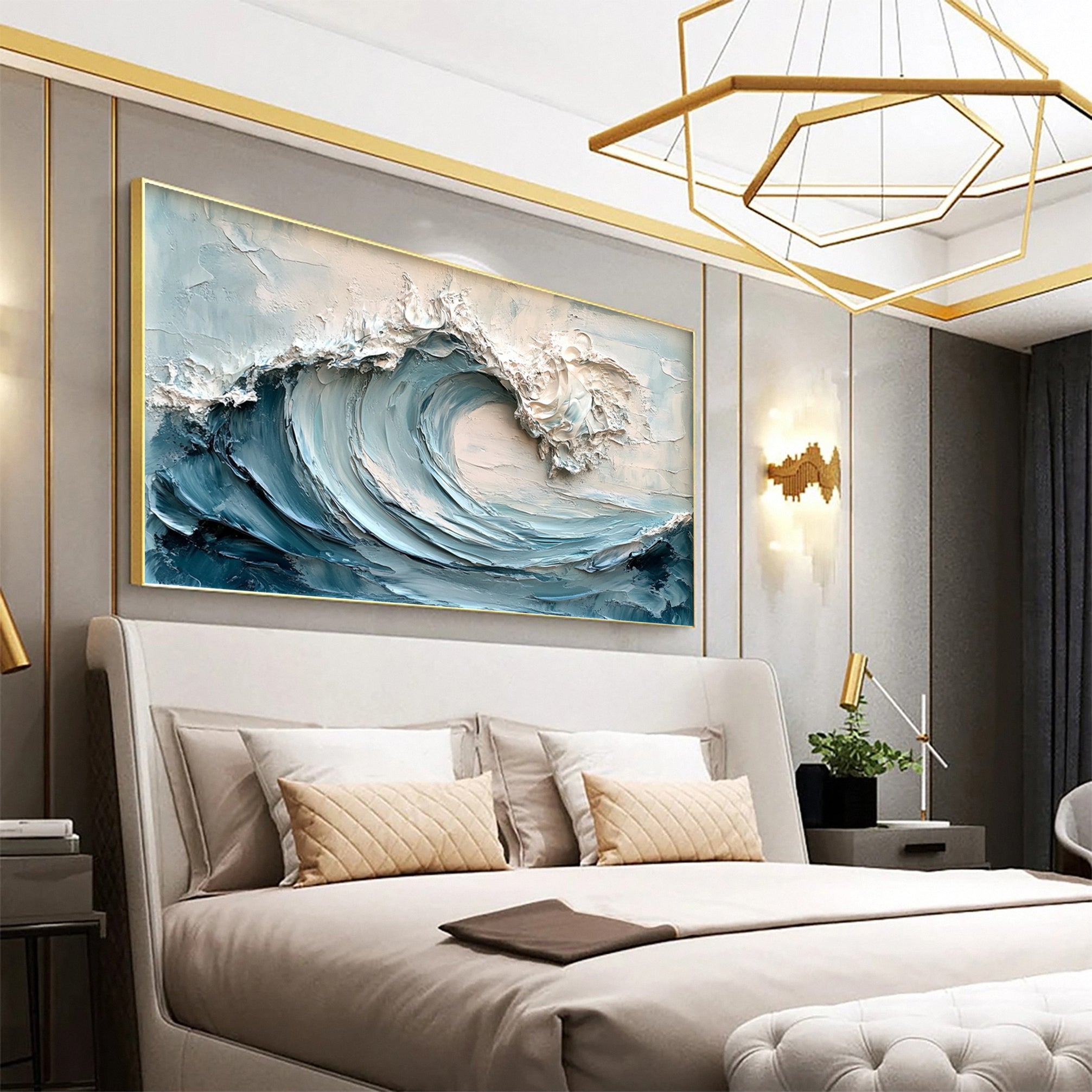 Abstract Seascape Canvas Textured Waves for Elegant Interiors #OS 020