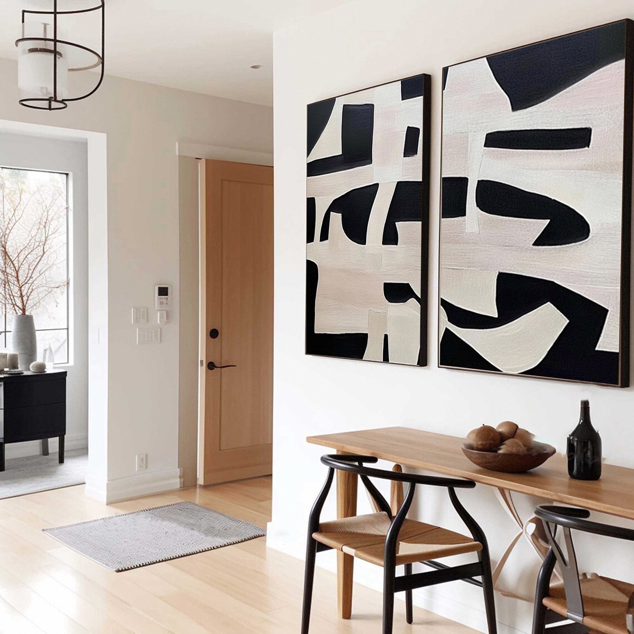 Modern Contrast Bold Abstract Canvas Art Set Of 2 #MMAS 057
