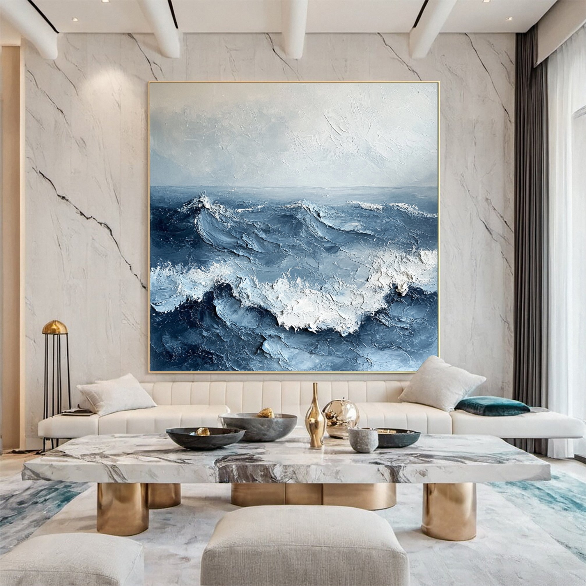 Marine Majesty Large Wall Canvas Captivating Sea Waves #OS 034