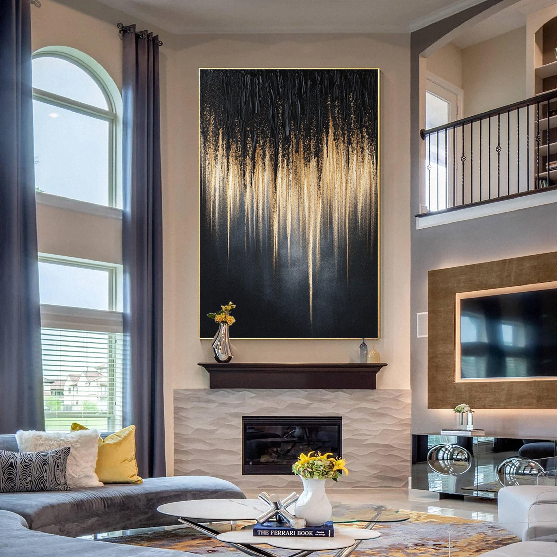 Large Black & Gold Textured Wall Art For Home Decor #MMA 149