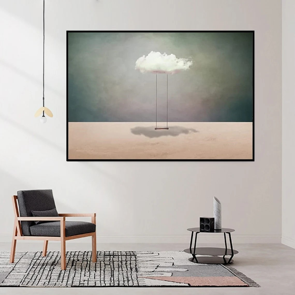 Surreal Cloud Swing Painting Dreamy Abstract Art #OS 075
