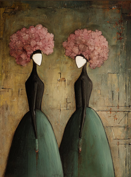 Large Romantic Figure Painting Floral Portrait Canvas Wall Art