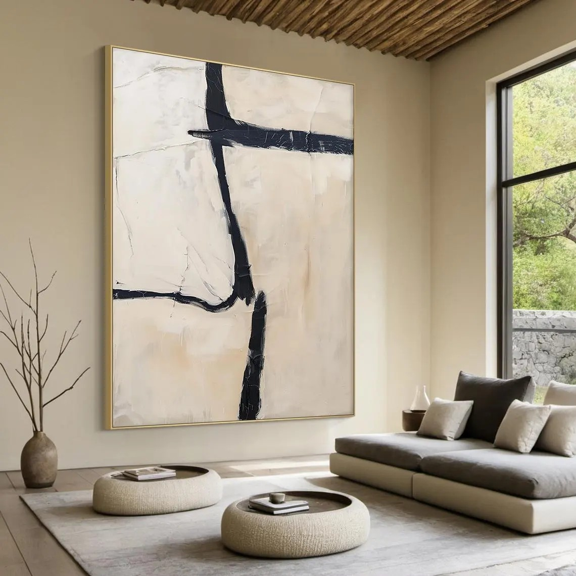 Neutral Tone Abstract Painting - Minimalist Wall Decor Art #AP 110