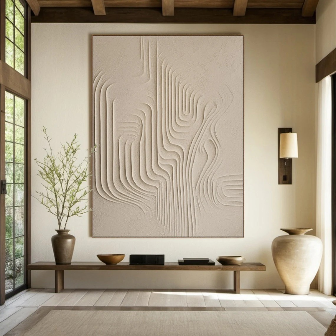 Textured 3D Abstract Painting - Beige Minimalist Art #AP 111