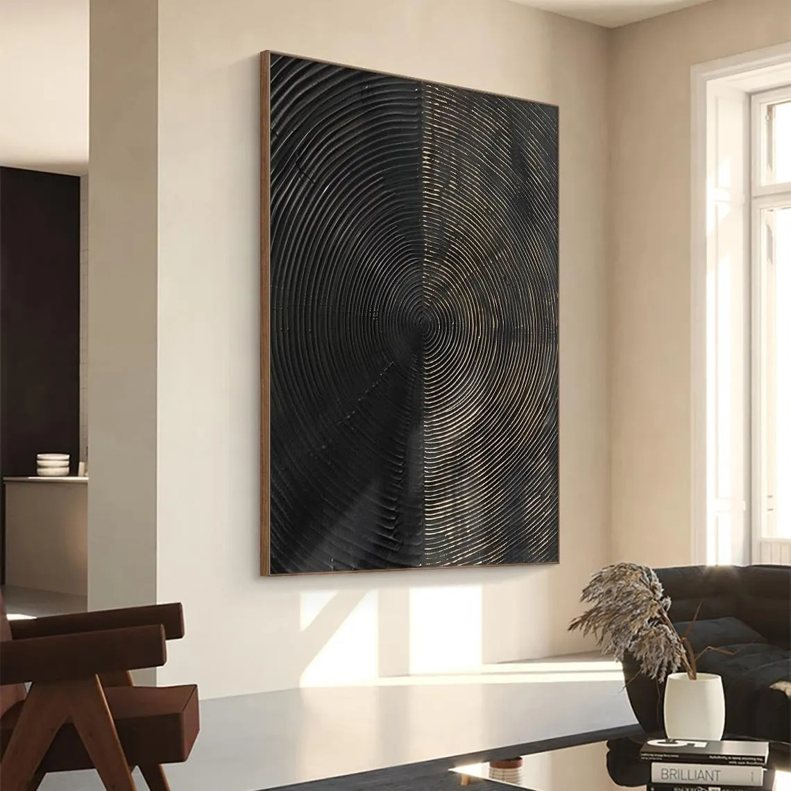 Modern Circular Abstract - Black and Gold Texture Art #MMA 188