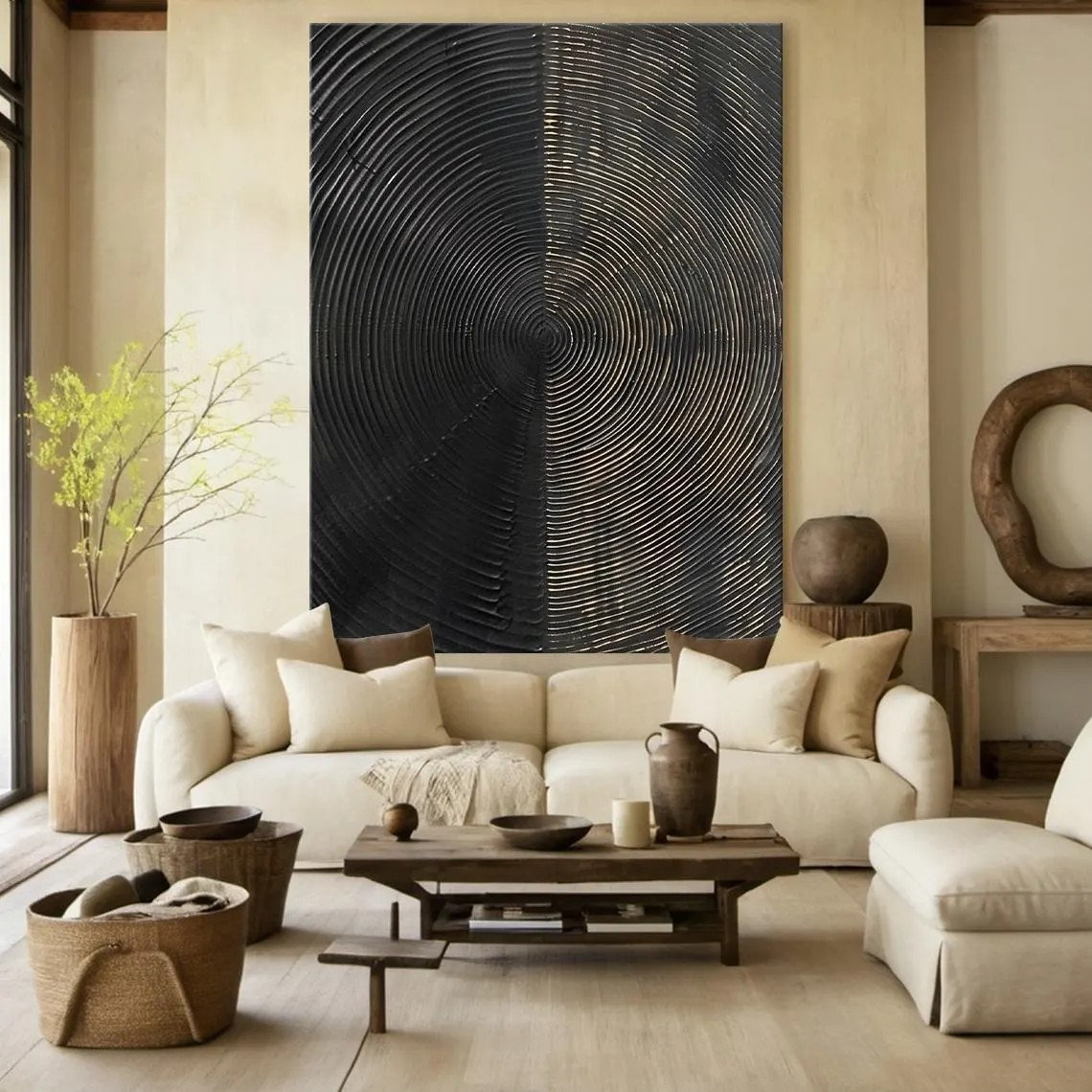 Modern Circular Abstract - Black and Gold Texture Art #MMA 188
