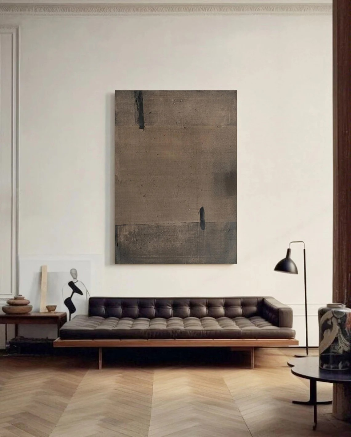 Neutral Brown Abstract Art for Modern Home Decor #AP 095