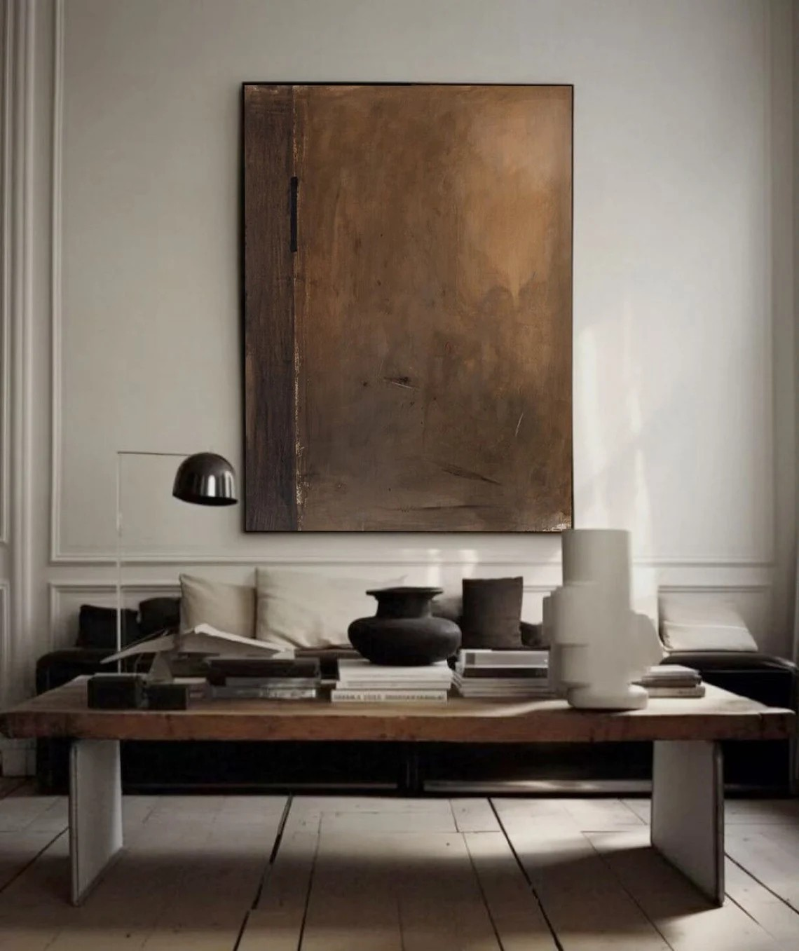 Warm Brown Abstract Art Earth Tones Cozy Wall Decor #AP 085