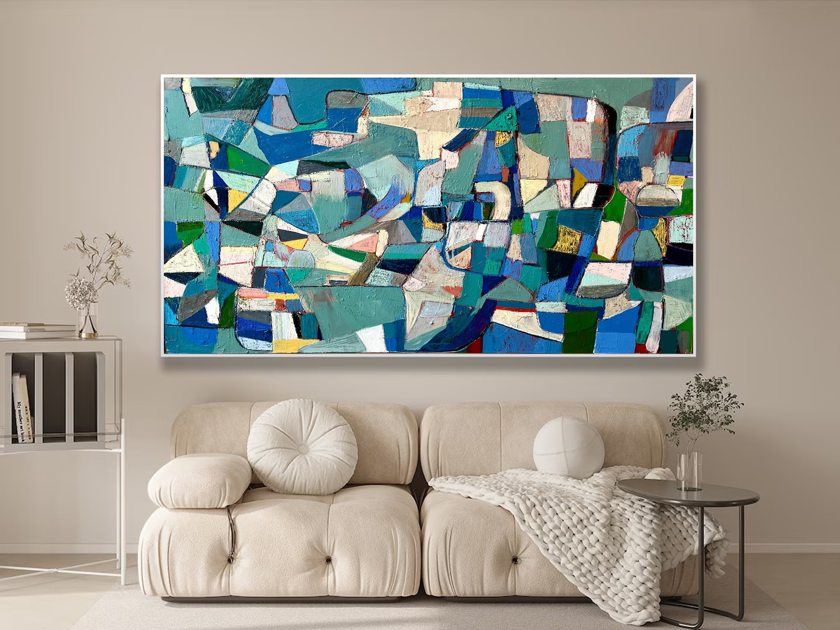 Dynamic Abstract Dining Room Art | Cool Tones Canvas #MCP 002