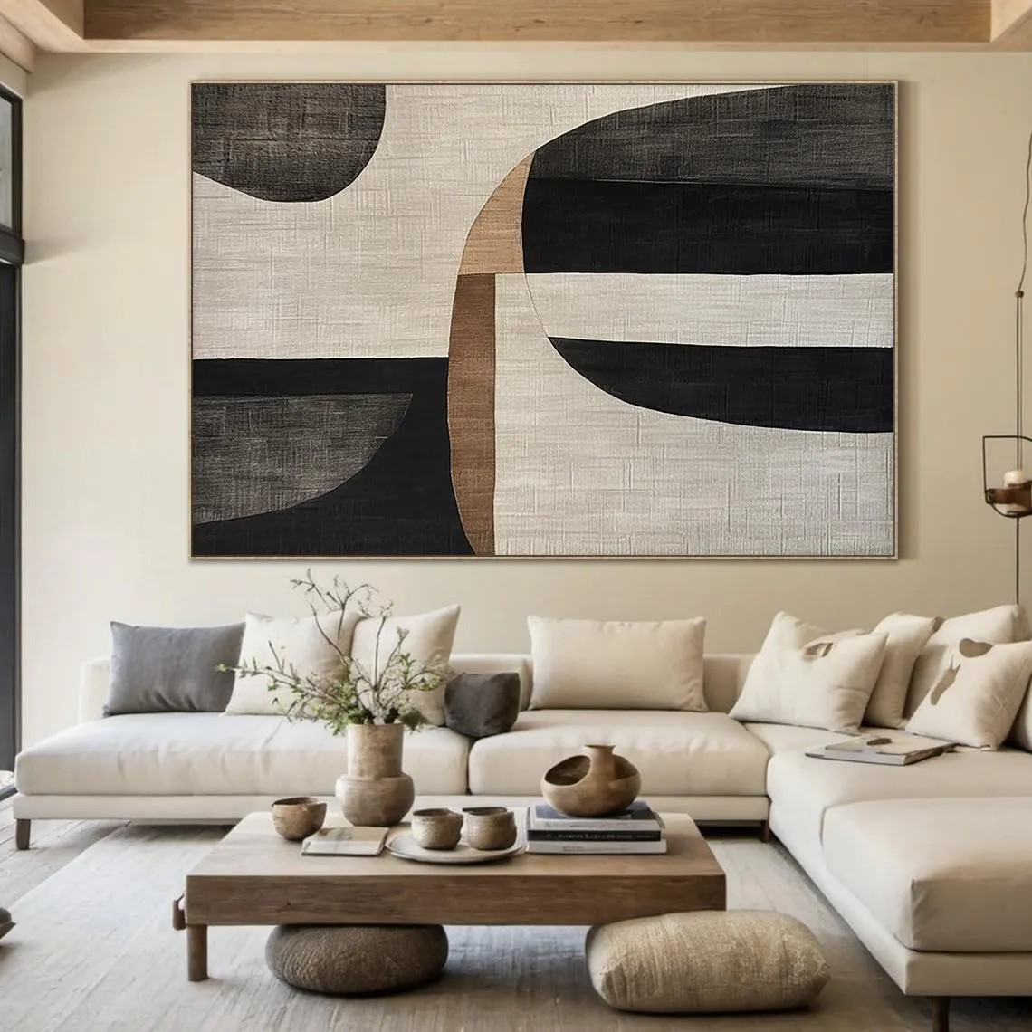 Modern Abstract Canvas Art – Neutral Geometric Wall Decor #MMA 187