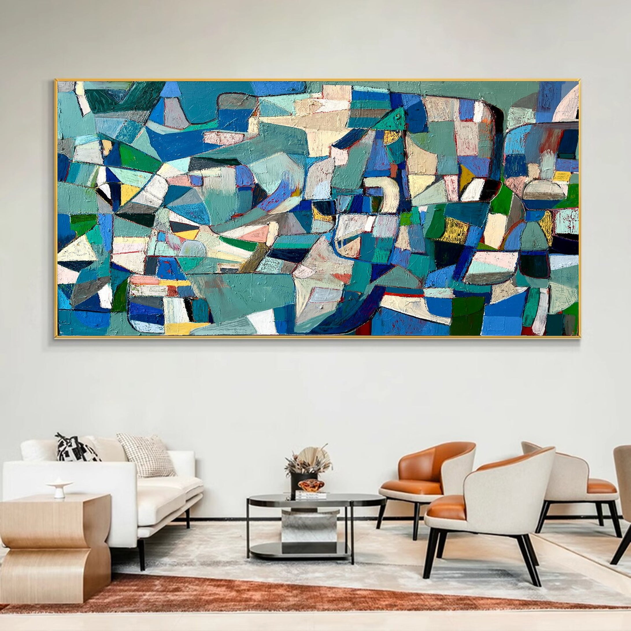 Dynamic Abstract Dining Room Art | Cool Tones Canvas #MCP 002