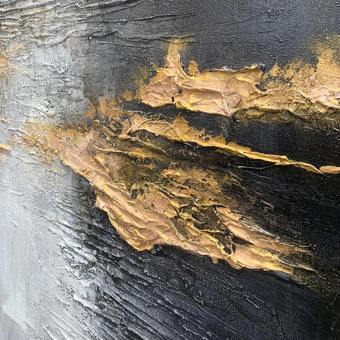 Large Metallic Gold & Black Abstract Wall Art #AP 102