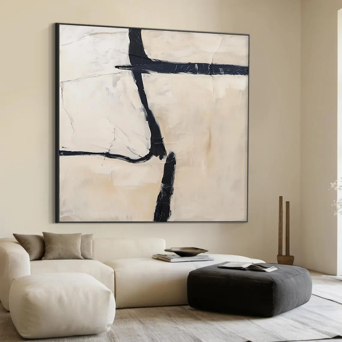 Neutral Tone Abstract Painting - Minimalist Wall Decor Art #AP 110