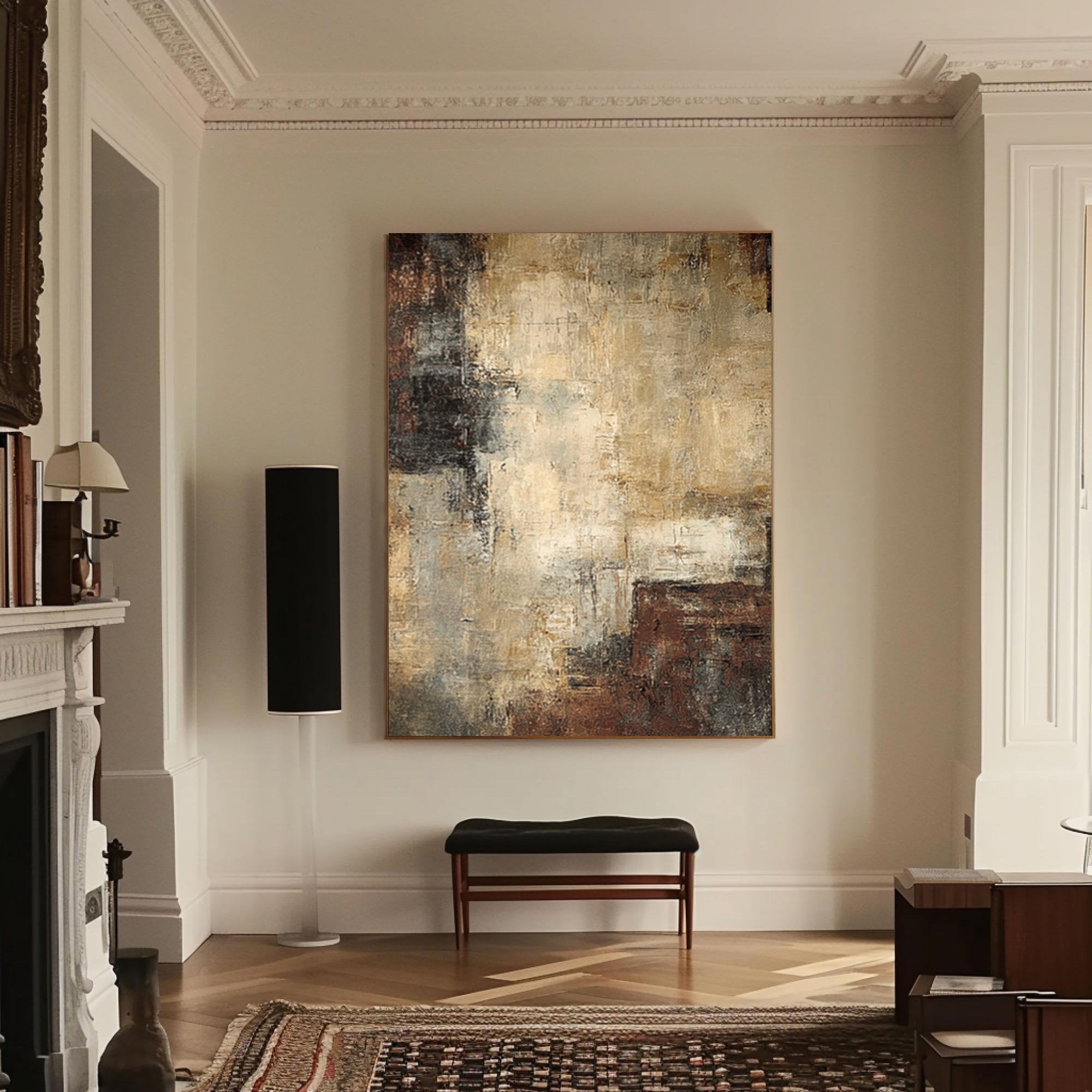 Contemporary Abstract Brown Beige Grey Wall Art #AG 048