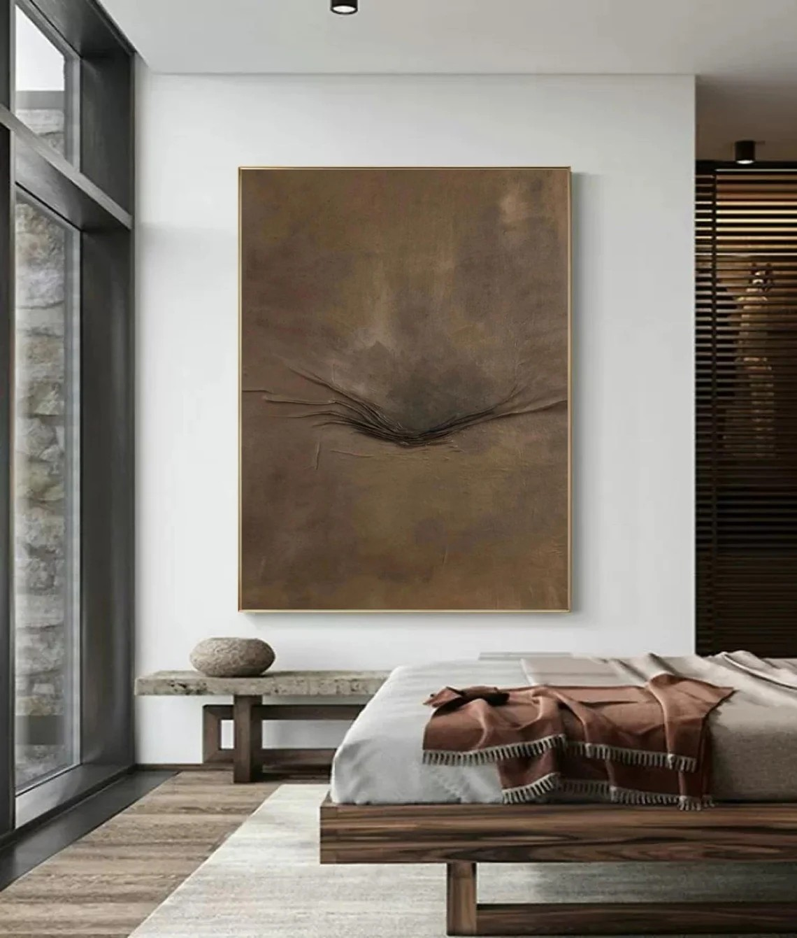 Wabi-Sabi Minimalist Brown Abstract Art for Home Decor #AP 096