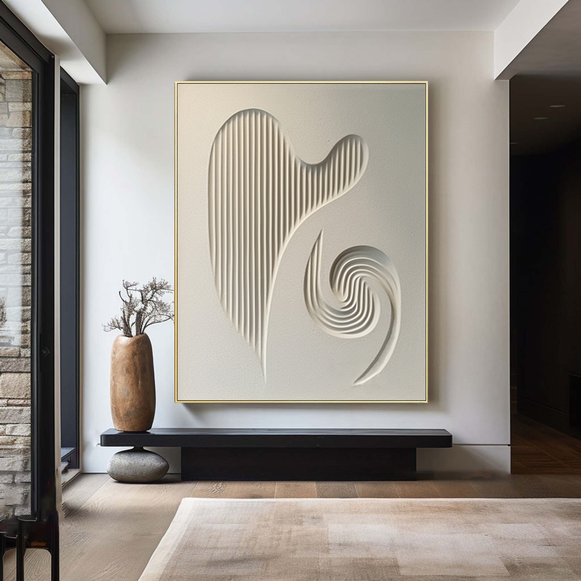 Modern White Relief Abstract Art Minimalist 3D Artwork #AG 081