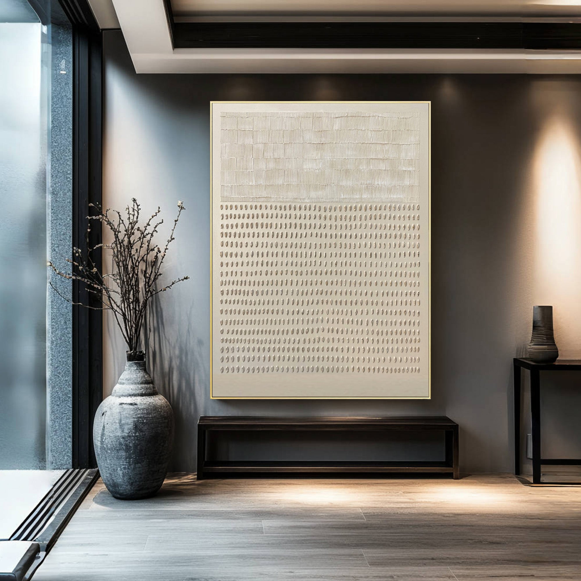Contemporary White Neutral Wall Art Modern Decor #AG 047
