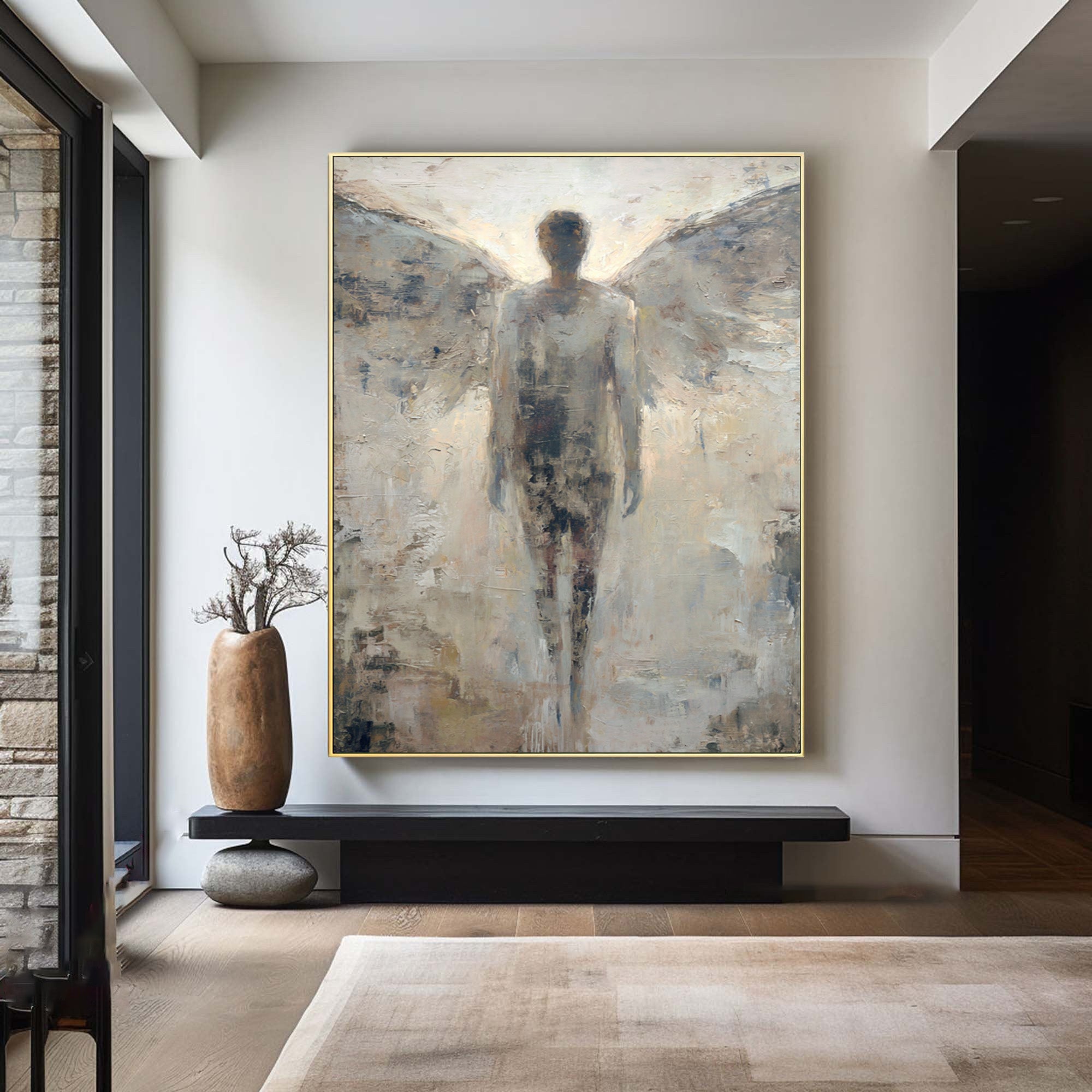 Large Textured Abstract Art: Elegant & Modern #AG 011