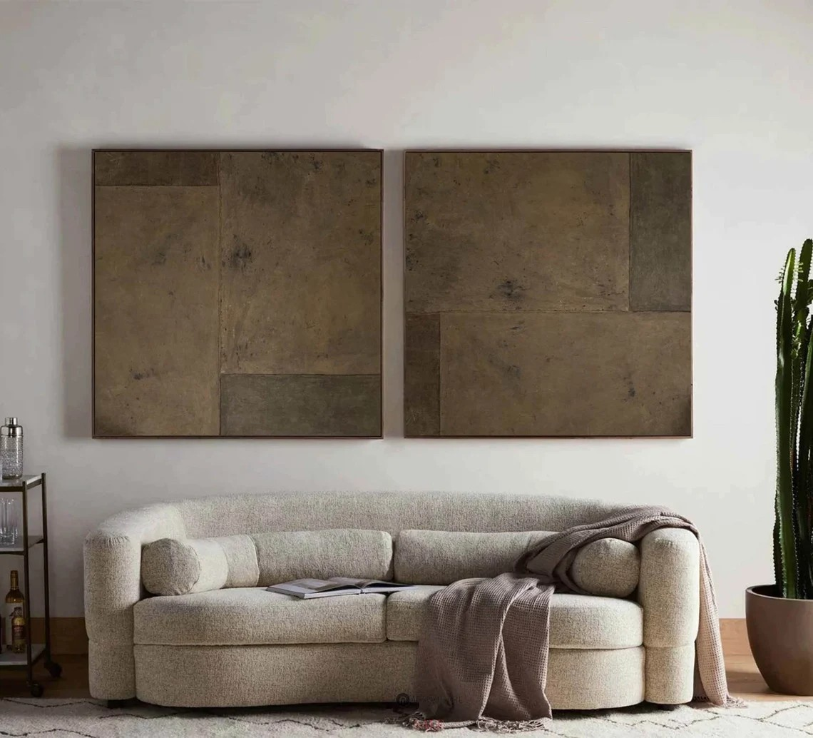 Wabi-Sabi Canvas Art – Earthy Textured Wall Decor #AP 116