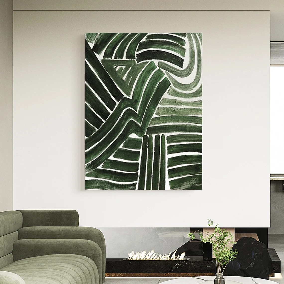 Abstract Green Wall Art for Modern Home Decor | Nature Inspired #AP 082