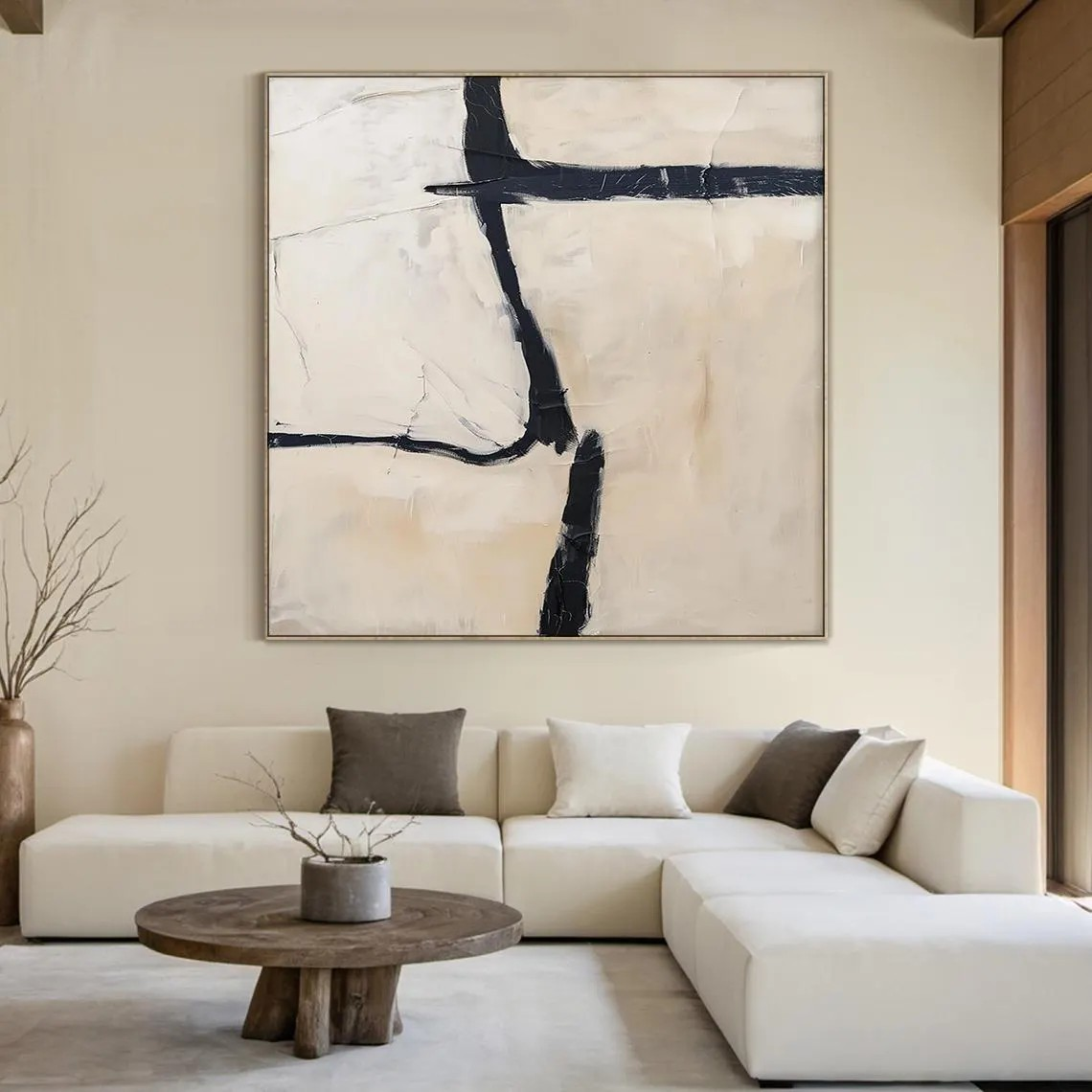 Neutral Tone Abstract Painting - Minimalist Wall Decor Art #AP 110