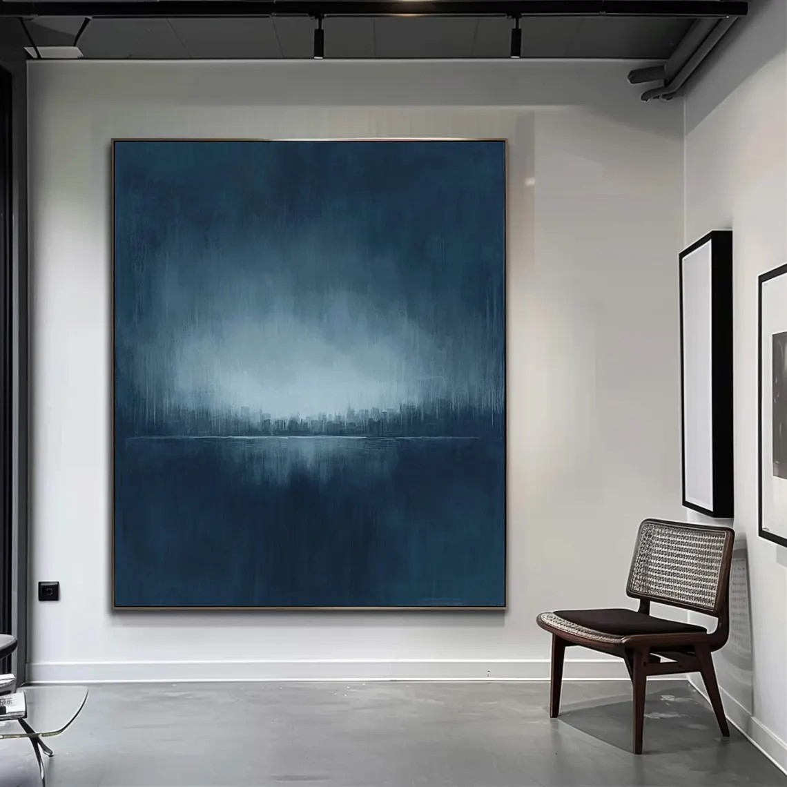 Moody Blue Abstract Landscape Painting for Modern Interiors #AP 104