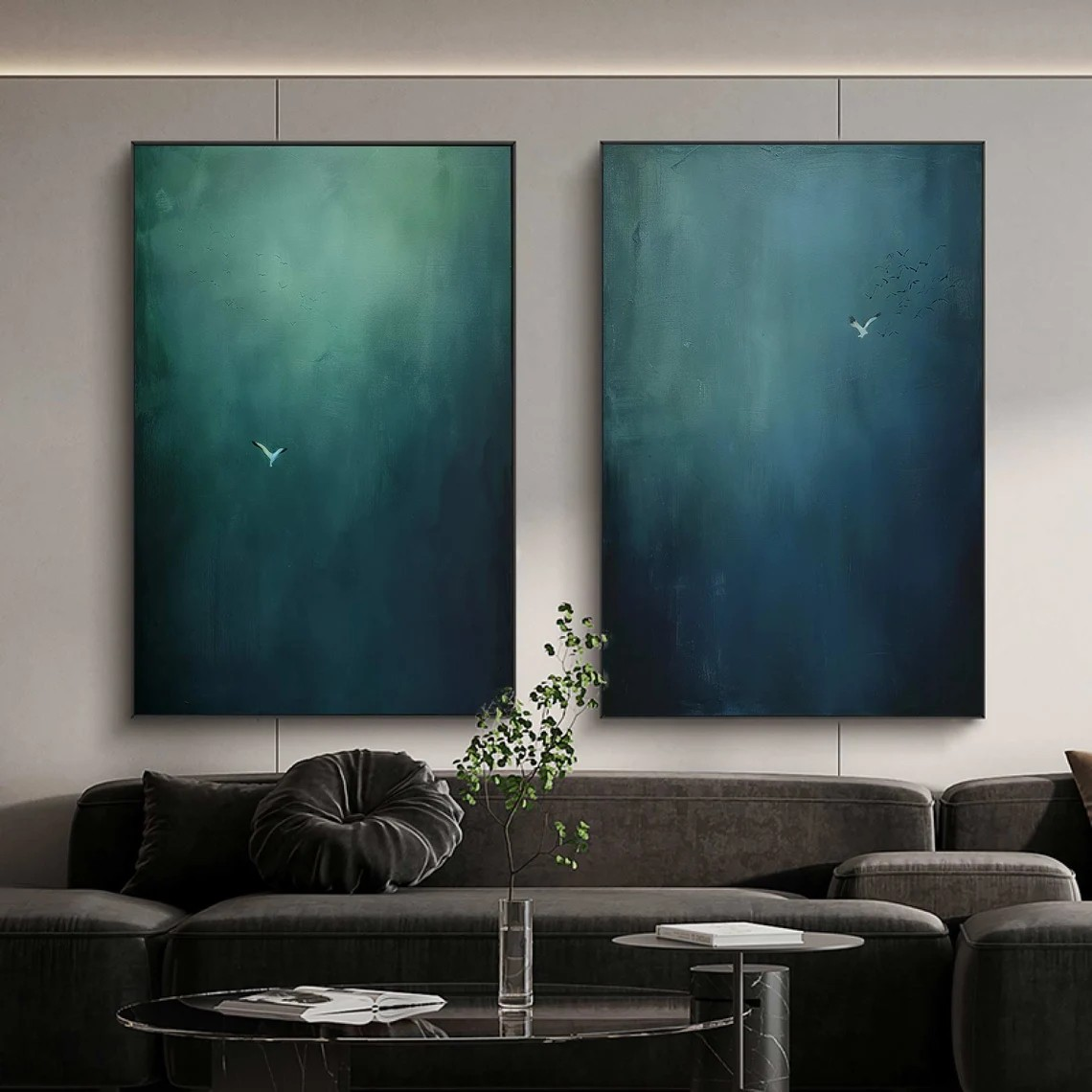 Surreal Bird Art Set of 2